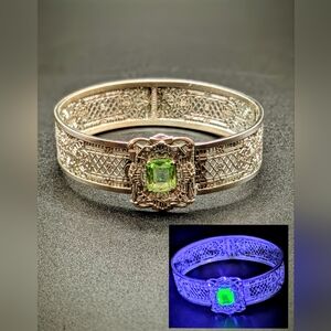 Vintage Art Deco J.J. White Silver Tone Filigree Bangle